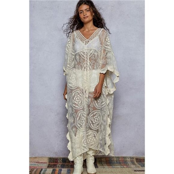 POL Lace Embroidered Beach Cover Up Kaftan - Picture 3 of 4